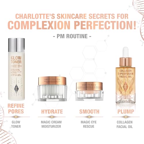 Charlotte Tilbury Glow Face Toner Mini - Exfoliating Toner for Oily Skin - Helps to Reduce the Appearance of Pores, Hydrate & Plump Skin - Delicately Scented with Rose & Lemon (30ml)