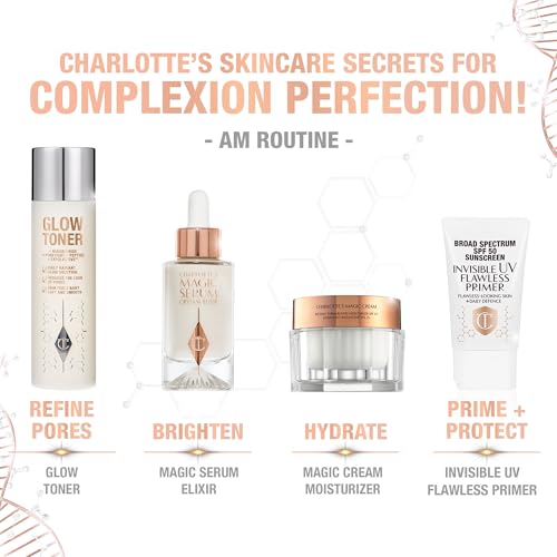 Charlotte Tilbury Glow Face Toner Mini - Exfoliating Toner for Oily Skin - Helps to Reduce the Appearance of Pores, Hydrate & Plump Skin - Delicately Scented with Rose & Lemon (30ml)