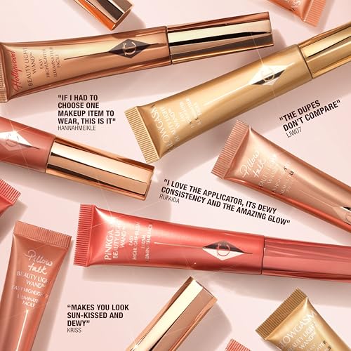 Charlotte Tilbury Glowgasm Beauty Light Wand Liquid Highlighter Makeup - Soft-Focus Pink Highlighter & Blush for Cheeks - Pearlescent, Weightless Radiant Finish - Pinkgasm