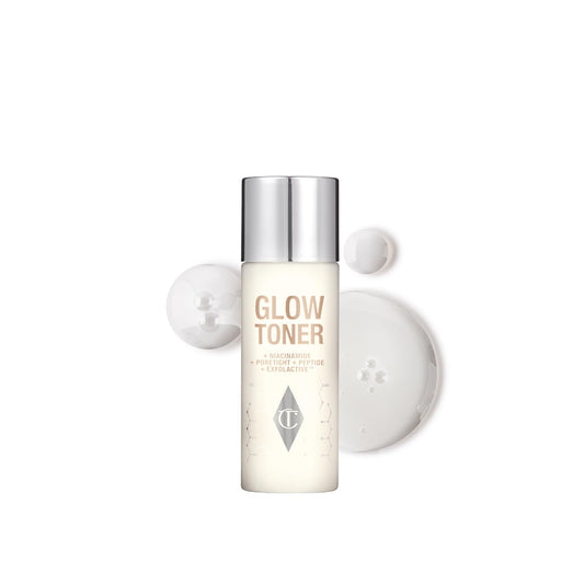 Charlotte Tilbury Glow Face Toner Mini - Exfoliating Toner for Oily Skin - Helps to Reduce the Appearance of Pores, Hydrate & Plump Skin - Delicately Scented with Rose & Lemon (30ml)