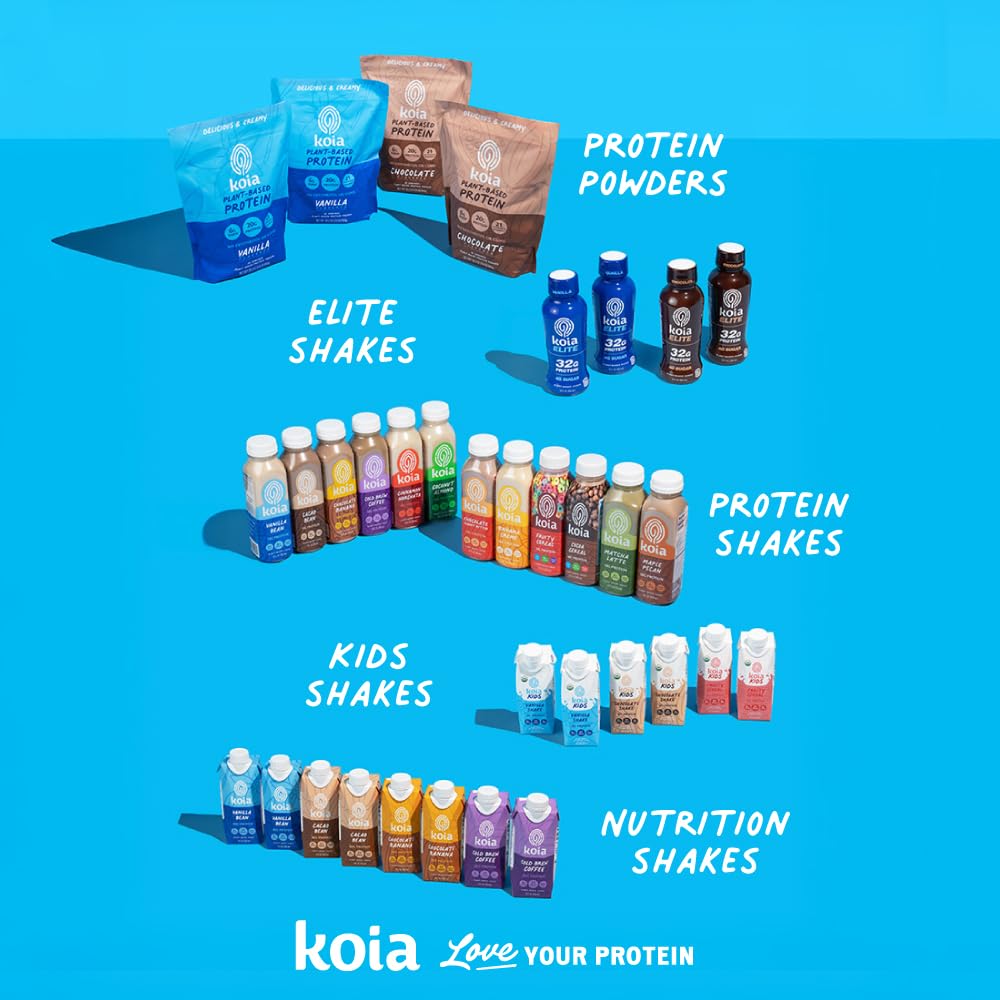 Koia Elite Plant Based Protein Shake, Chocolate, 32g Protein, 4g Sugar, 6g Prebiotic Fiber, Pre & Post Workout Nutritional Drink, No Seed Oils, Dairy-Free, Gluten-Free, Non-GMO, 12 Fl Oz (Pack of 12)