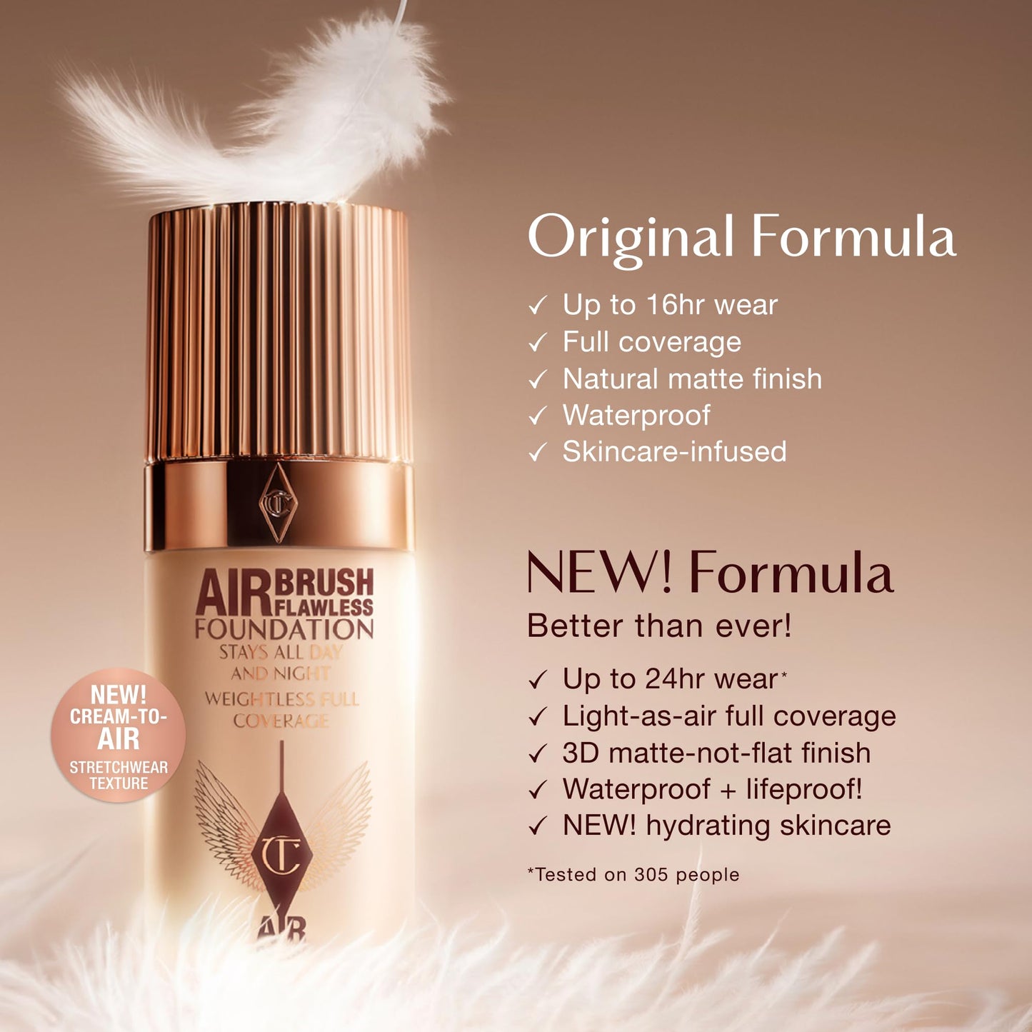 Charlotte Tilbury Airbrush Flawless Matte Foundation - Full Coverage Liquid Makeup with a Natural-Matte Finish - Smoothes & Blurs Pores - Waterproof & Transfer Resistant - 1 Neutral