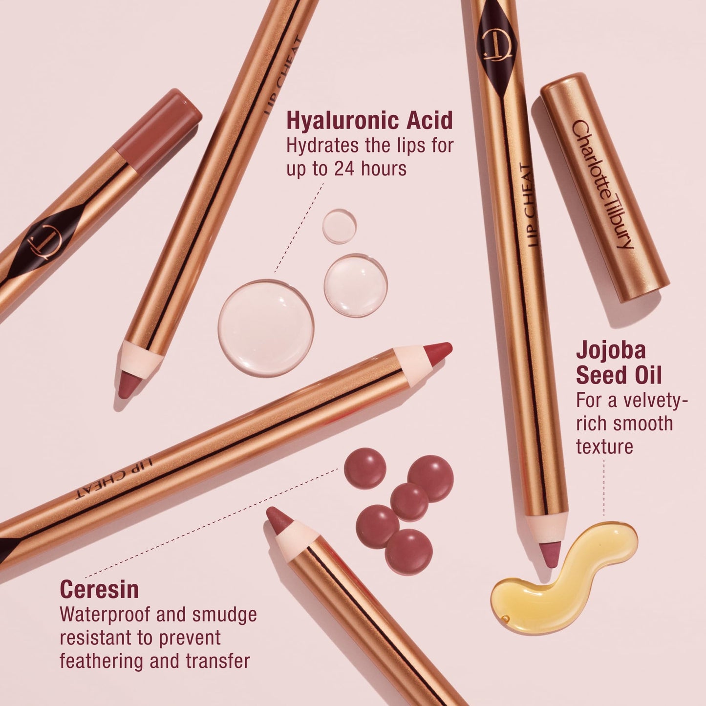 Charlotte Tilbury Lip Cheat Lip Liner Pencil - Gives Lips a Fuller-Looking, Defined Pout - Enriched with Jojoba Oil & Hyaluronic Acid - Waterproof, Smudge-Proof & Transfer-Proof - 90's Pink