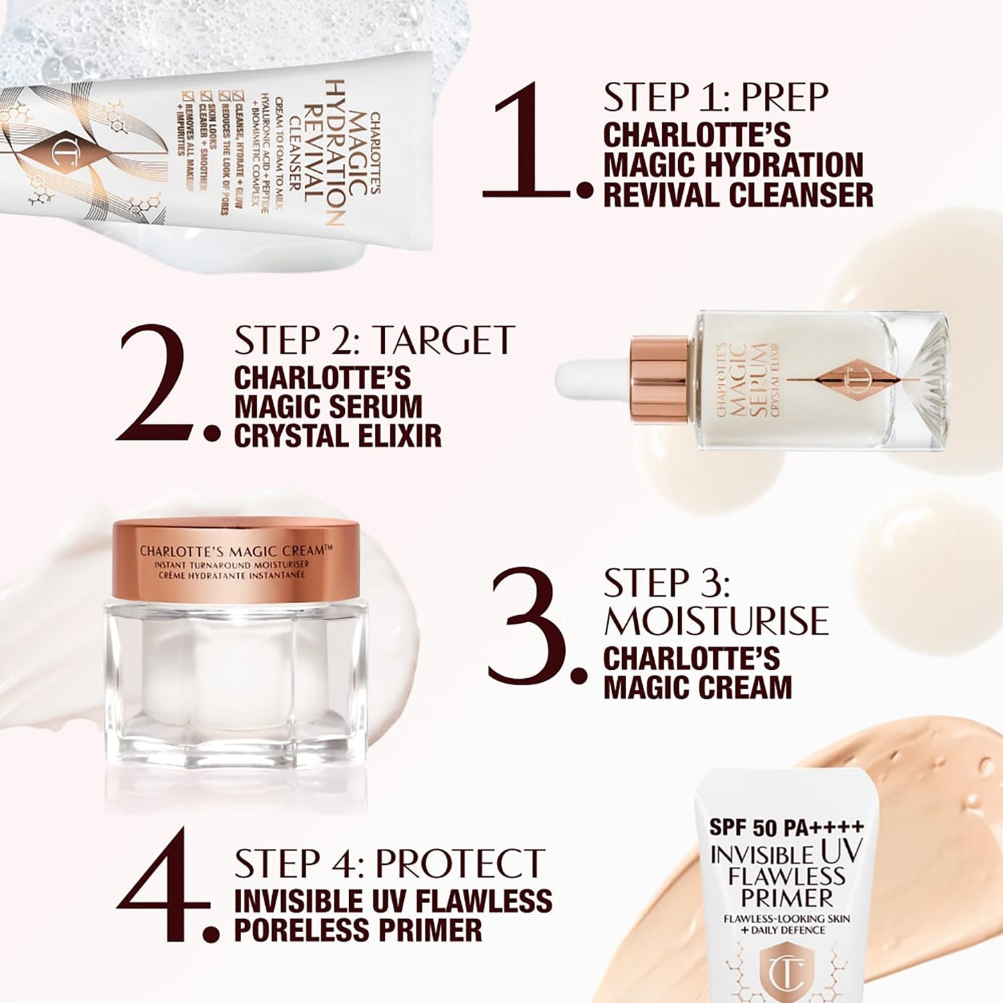 Charlotte Tilbury Magic Serum Crystal Elixir - Anti Aging Skincare Set - Face Firming Peptide, Brightening Vitamin C Serum & Glow-Boosting Niacinamide - Perfect for Gifting & Makeup Pairings (100ml)