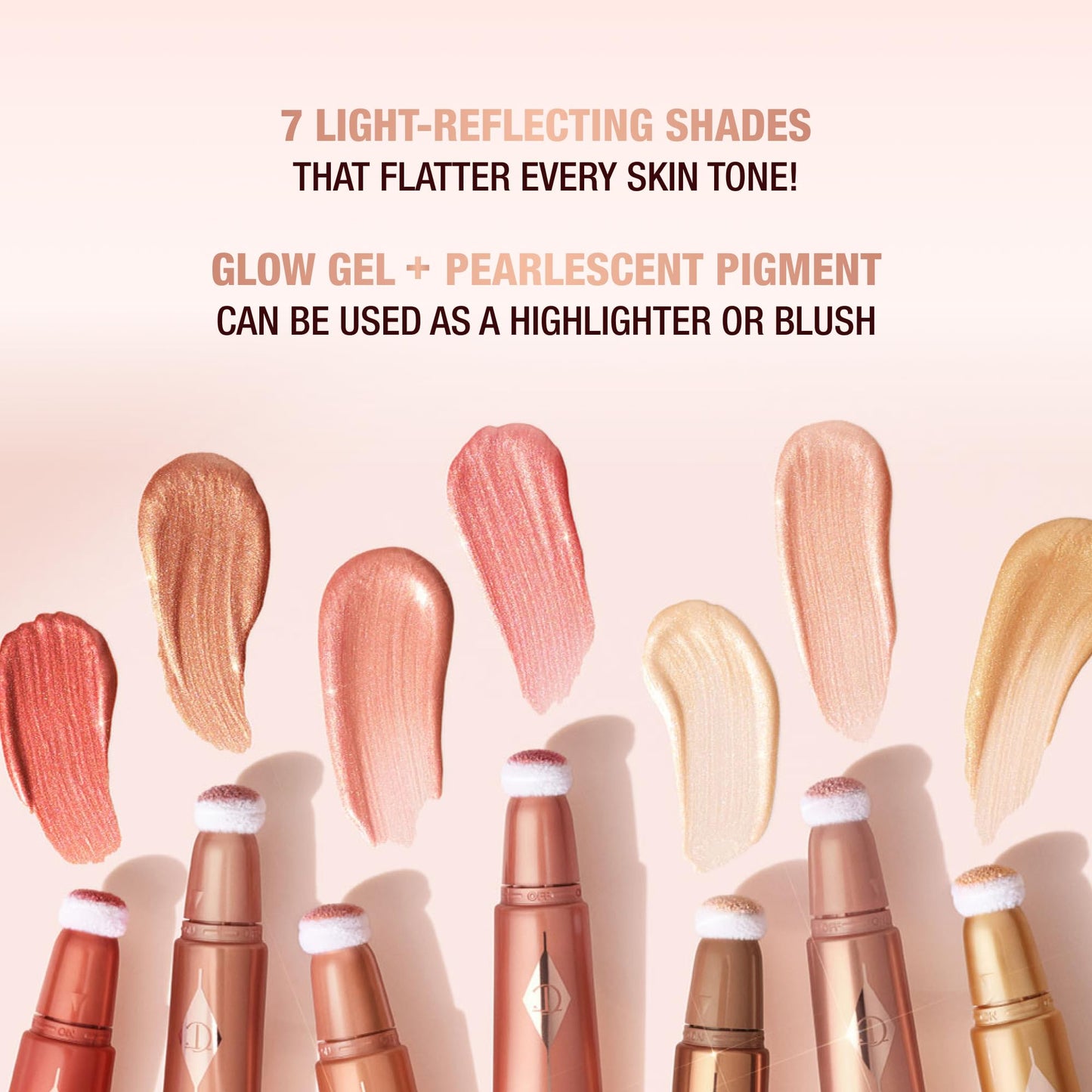 Charlotte Tilbury Glowgasm Beauty Light Wand Liquid Highlighter Makeup - Soft-Focus Pink Highlighter & Blush for Cheeks - Pearlescent, Weightless Radiant Finish - Goldgasm