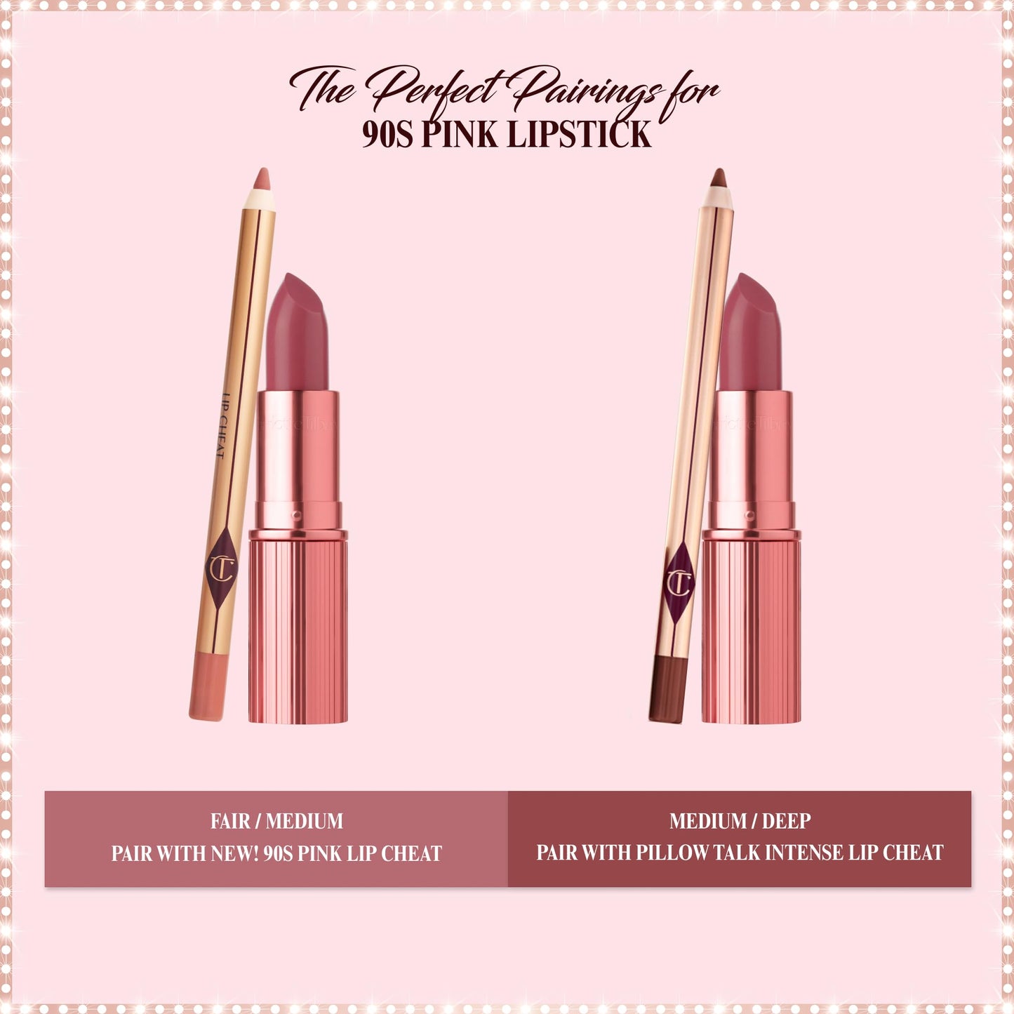 Charlotte Tilbury Lip Cheat Lip Liner Pencil - Gives Lips a Fuller-Looking, Defined Pout - Enriched with Jojoba Oil & Hyaluronic Acid - Waterproof, Smudge-Proof & Transfer-Proof - 90's Pink