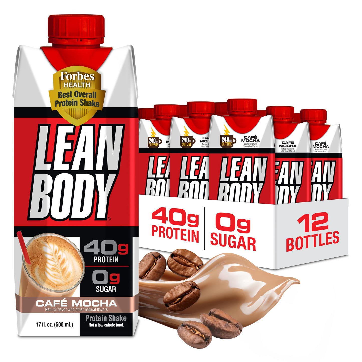 Labrada Lean Body Ready-to-Drink Chocolate Protein Shake, 40g Protein, Whey Blend, 0 Sugar, Gluten Free, 22 Vitamins & Minerals, LABRADA, 17 Fl Oz (Pack of 12)