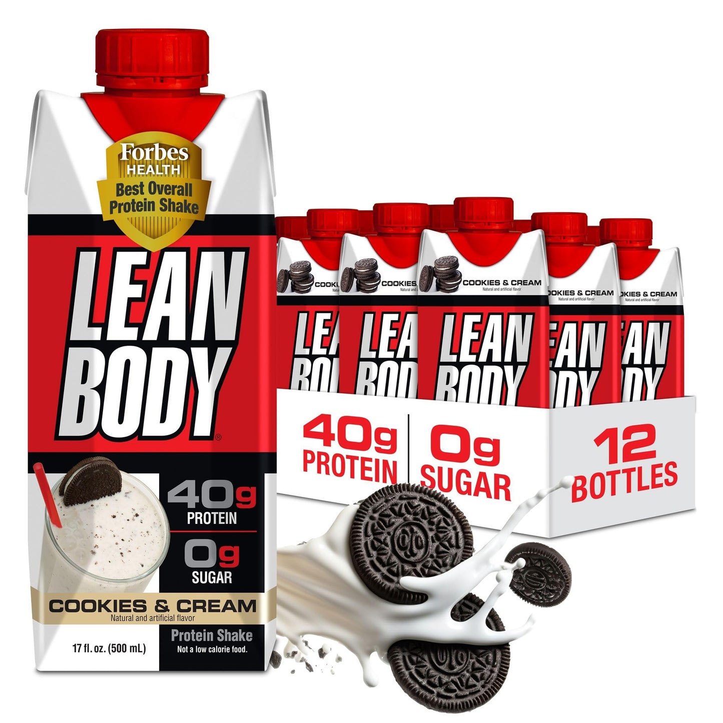 Labrada Lean Body Ready-to-Drink Chocolate Protein Shake, 40g Protein, Whey Blend, 0 Sugar, Gluten Free, 22 Vitamins & Minerals, LABRADA, 17 Fl Oz (Pack of 12)