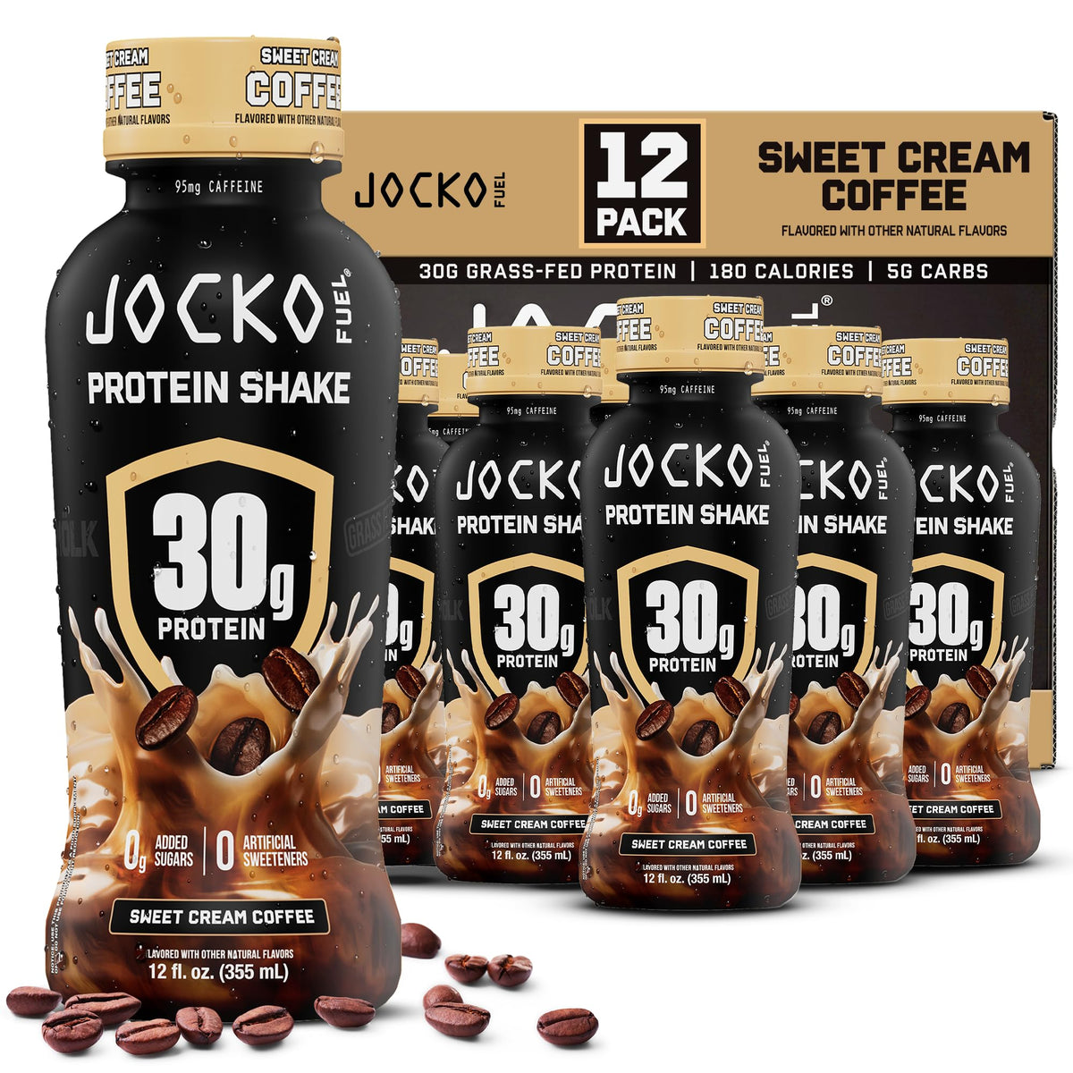 Jocko Mölk 30g Grass Fed Protein Shakes – No Added Sugar Protein Drinks KETO Friendly - Ready to Drink 12 FL Oz (Pack of 12) Banana Cream