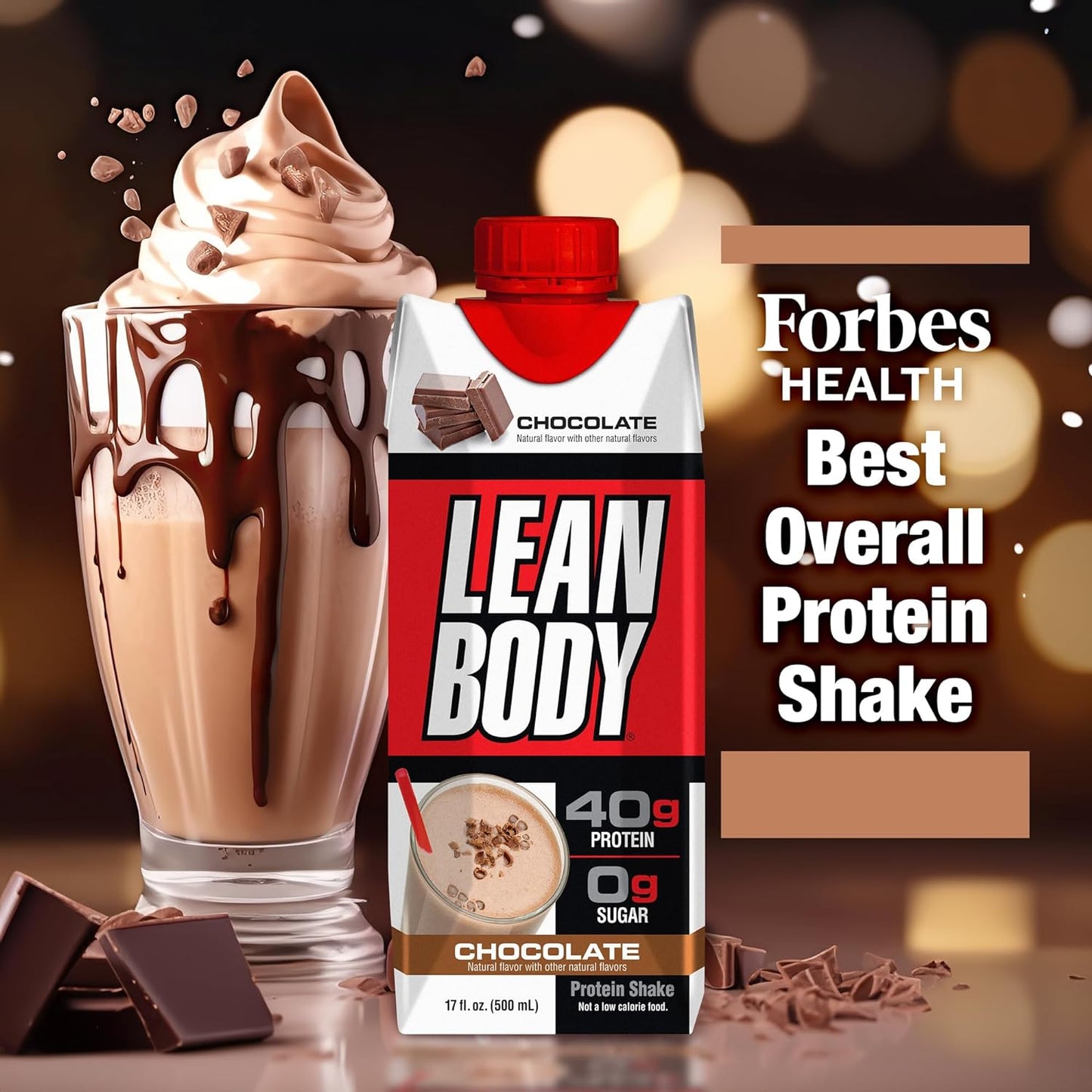 Labrada Lean Body Ready-to-Drink Chocolate Protein Shake, 40g Protein, Whey Blend, 0 Sugar, Gluten Free, 22 Vitamins & Minerals, LABRADA, 17 Fl Oz (Pack of 12)