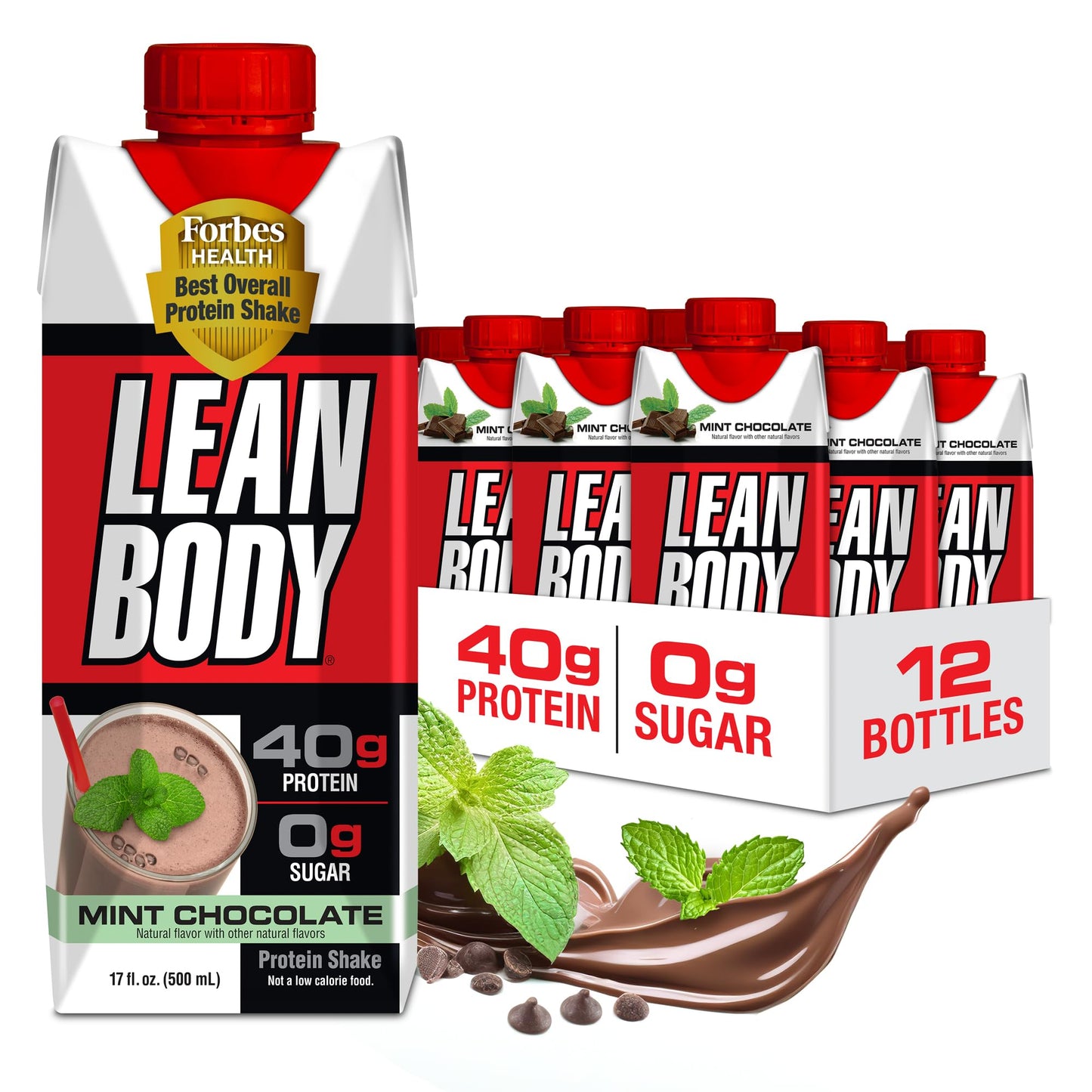 Labrada Lean Body Ready-to-Drink Chocolate Protein Shake, 40g Protein, Whey Blend, 0 Sugar, Gluten Free, 22 Vitamins & Minerals, LABRADA, 17 Fl Oz (Pack of 12)