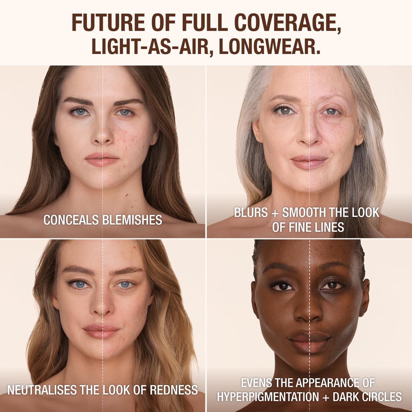 Charlotte Tilbury Airbrush Flawless Matte Foundation - Full Coverage Liquid Makeup with a Natural-Matte Finish - Smoothes & Blurs Pores - Waterproof & Transfer Resistant - 1 Neutral