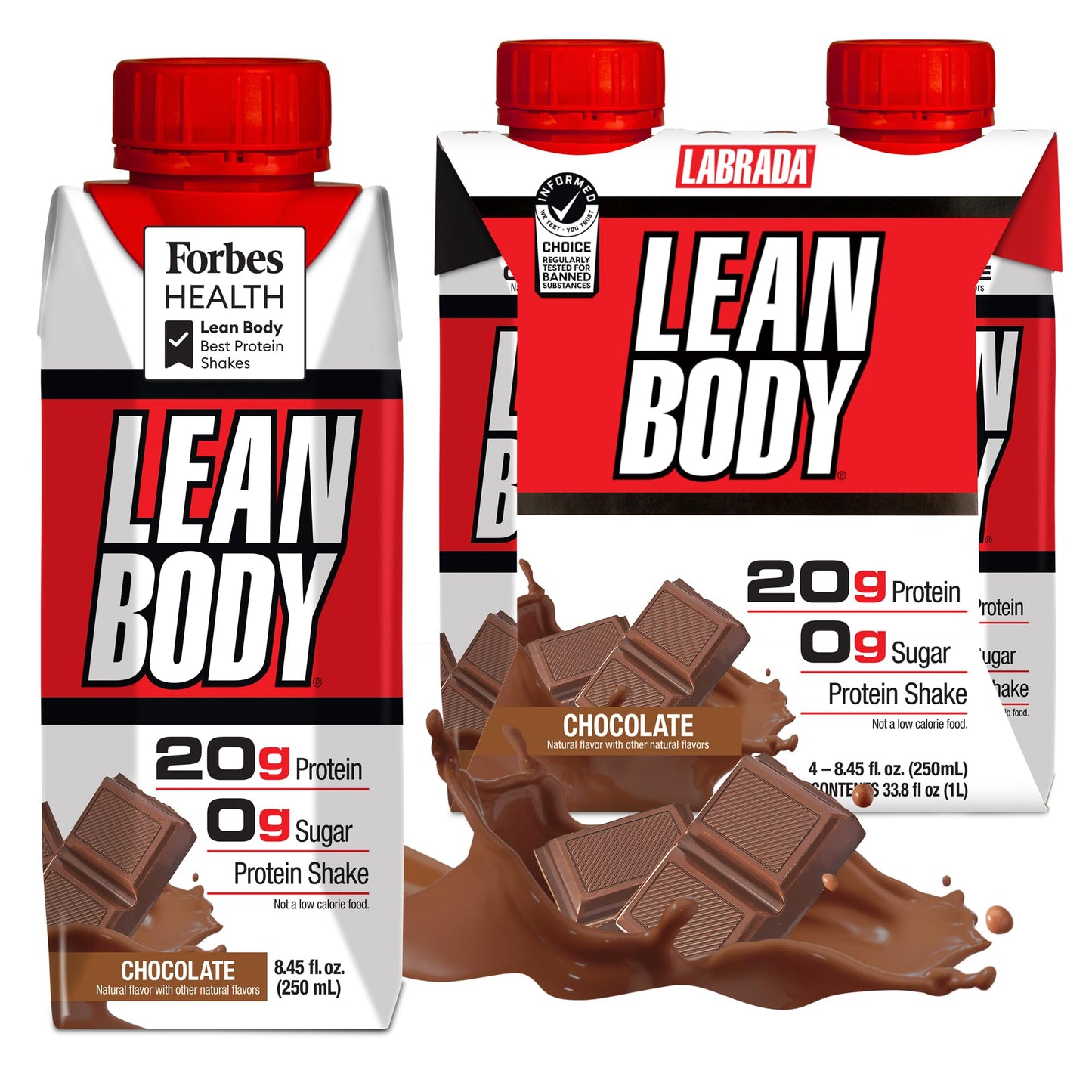 Labrada Lean Body Ready-to-Drink Chocolate Protein Shake, 40g Protein, Whey Blend, 0 Sugar, Gluten Free, 22 Vitamins & Minerals, LABRADA, 17 Fl Oz (Pack of 12)