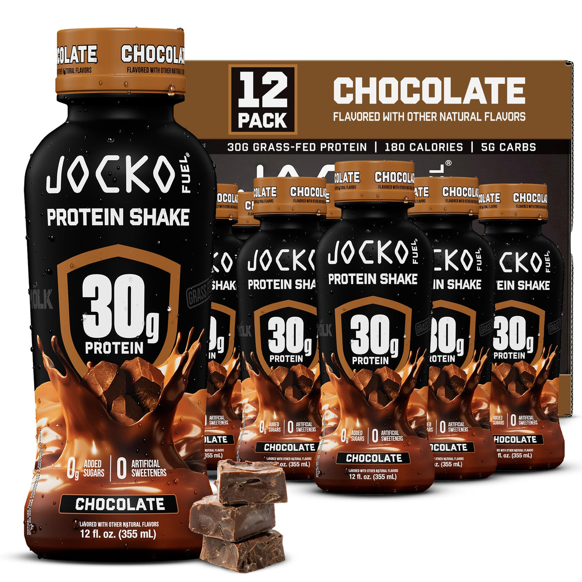Jocko Mölk 30g Grass Fed Protein Shakes – No Added Sugar Protein Drinks KETO Friendly - Ready to Drink 12 FL Oz (Pack of 12) Banana Cream