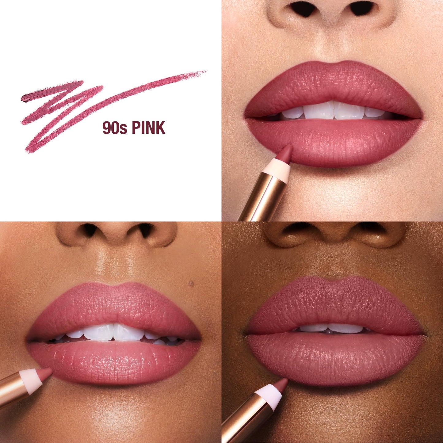 Charlotte Tilbury Lip Cheat Lip Liner Pencil - Gives Lips a Fuller-Looking, Defined Pout - Enriched with Jojoba Oil & Hyaluronic Acid - Waterproof, Smudge-Proof & Transfer-Proof - 90's Pink
