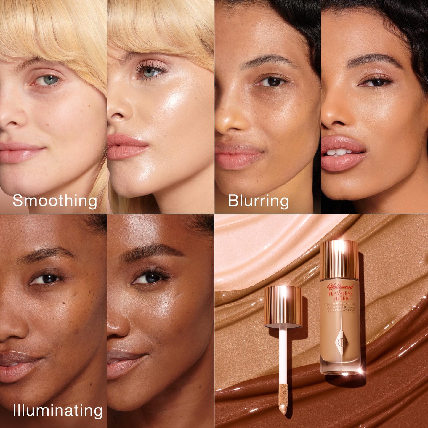 Charlotte Tilbury Hollywood Flawless Filter - Multi‑Use Makeup Primer, Complexion Booster & Illuminating Liquid Highlighter with Sheer Coverage - Smooths & Blurs Skin - 4 Medium