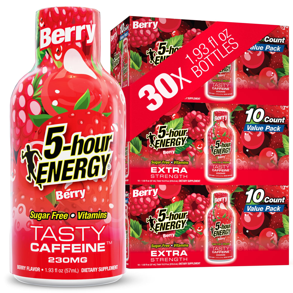 5-hour ENERGY BERRY Flavor, 20 Count, Extra Strength Energy Shot | 1.93 Fl Oz, Amino Acids, B Vitamins, Sugar Free and Zero Calories