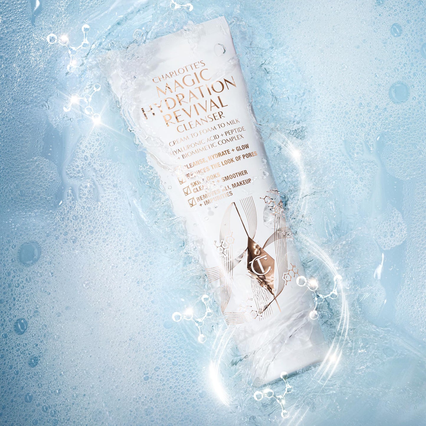 Charlotte Tilbury Magic Hydration Revival Facial Cleanser - Gentle, Foaming Face Wash to Hydrate, Revive & Prime Skin - Helps Reduce the Appearance of Pores While Removing Makeup & Impurities (120ml)
